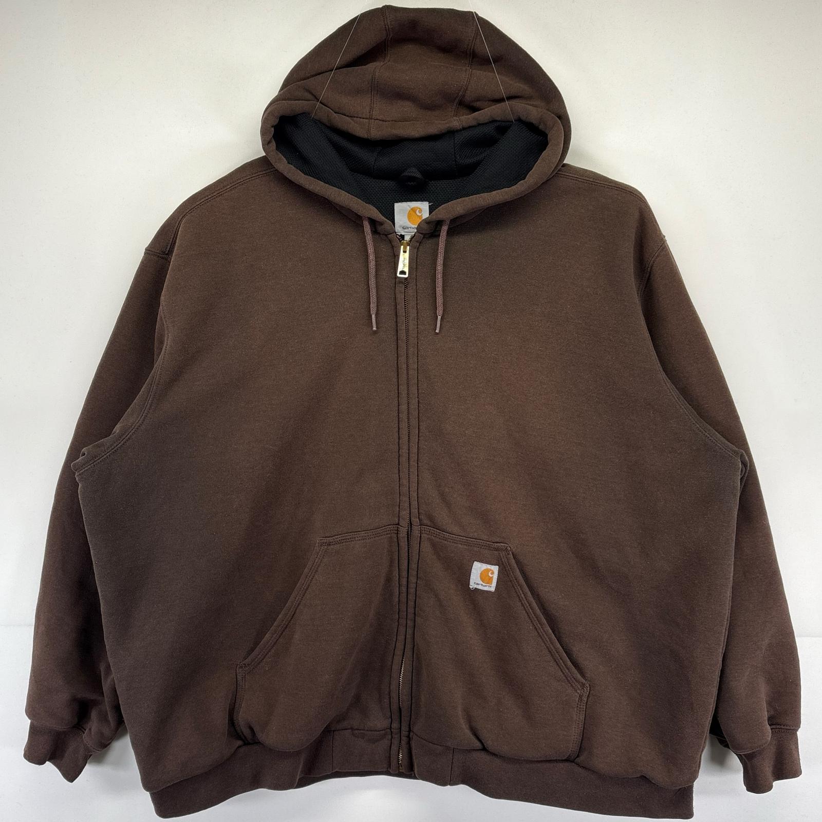 古着 カーハート Carhartt パーカー フルジップ 大きいサイズ ワンポイントロゴ 裏地メッシュ 3XL ブラウン系 メンズ 【中古】(4)