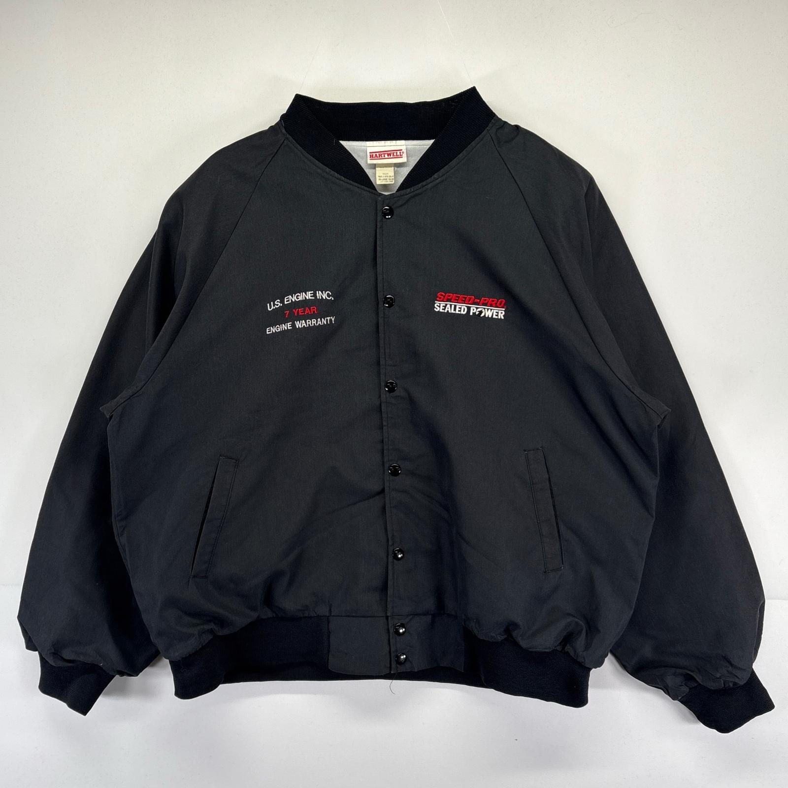 古着 HART WELL USA製 ナイロンジャケット スタジャン 刺繍 大きいサイズ スポーツ ワーク 2XL ブラック メンズ 【中古】