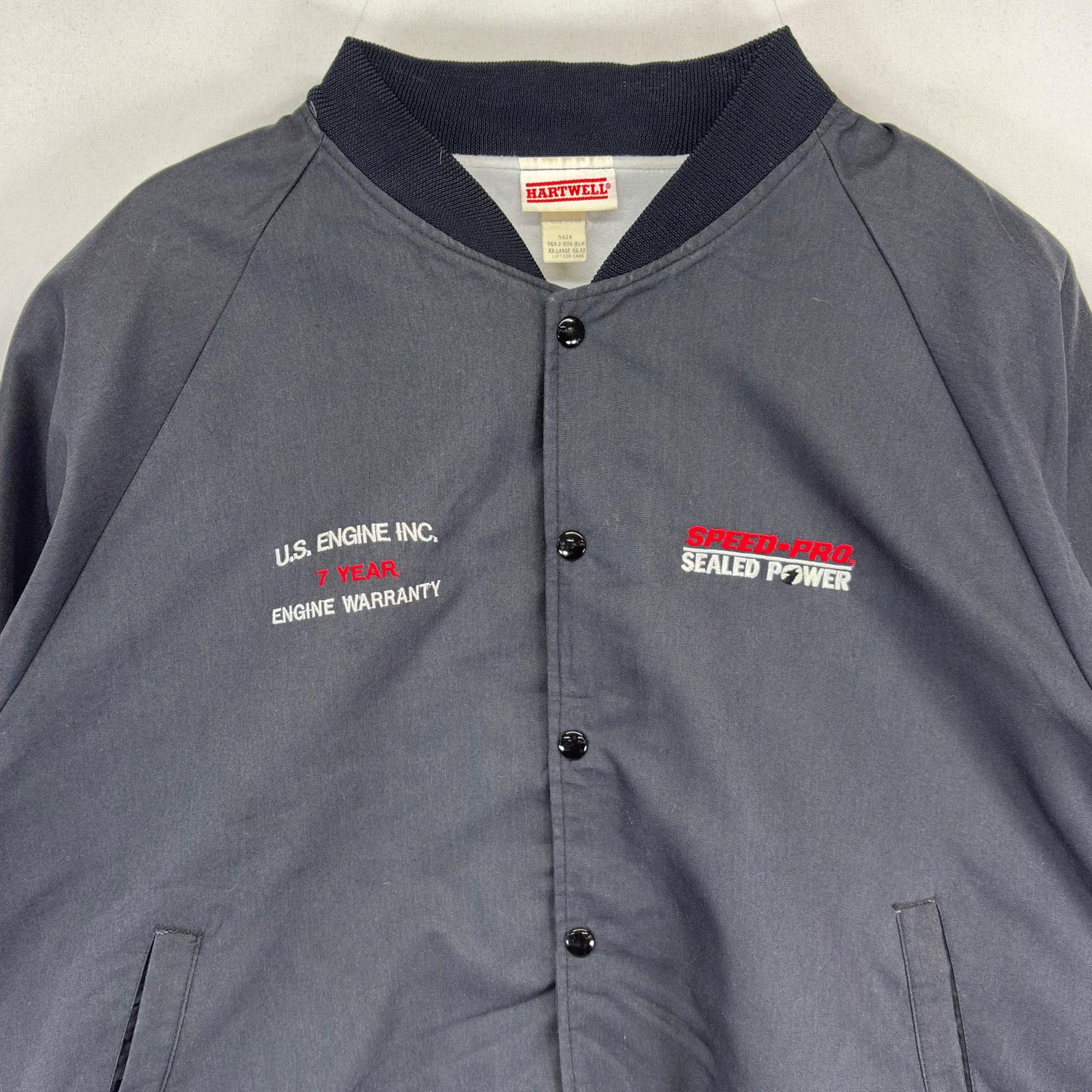 古着 HART WELL USA製 ナイロンジャケット スタジャン 刺繍 大きいサイズ スポーツ ワーク 2XL ブラック メンズ 【中古】