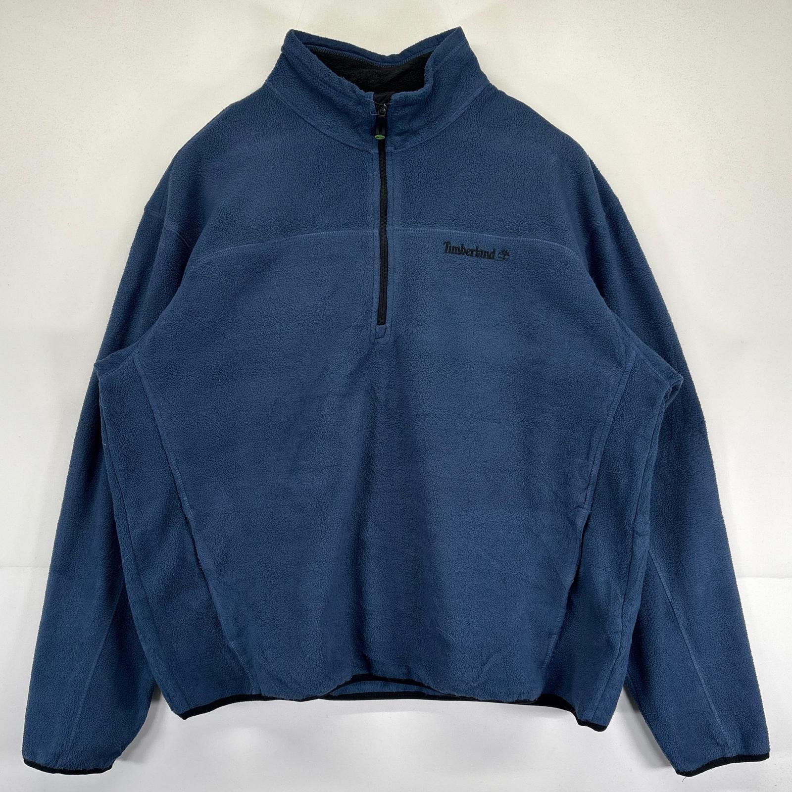 古着 ティンバーランド Timberland フリースジャケット 大きいサイズ ハーフジップ プルオーバー ワンポイントロゴ刺繍 2XL ブルー系 メンズ 【中古】
