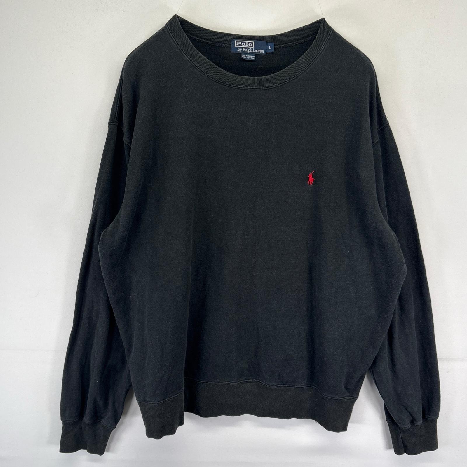 Hawaiian - 古着 ポロバイラルフローレン Polo by Ralph Lauren スウェット クルーネック ワンポイントロゴ プルオーバー L ブラック系 メンズ 【中古】
