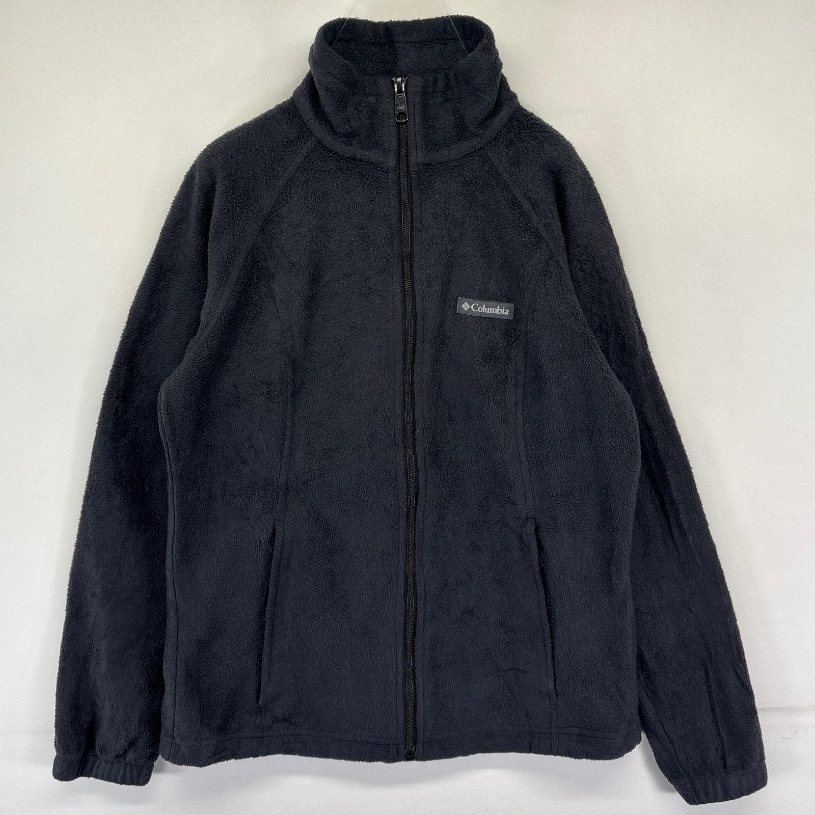 乐天商城 - 古着 コロンビア Columbia フリース ジャケット フルジップ ワンポイントロゴ 裾ドローコード アウトドア S ブラック系 メンズ 【中古】