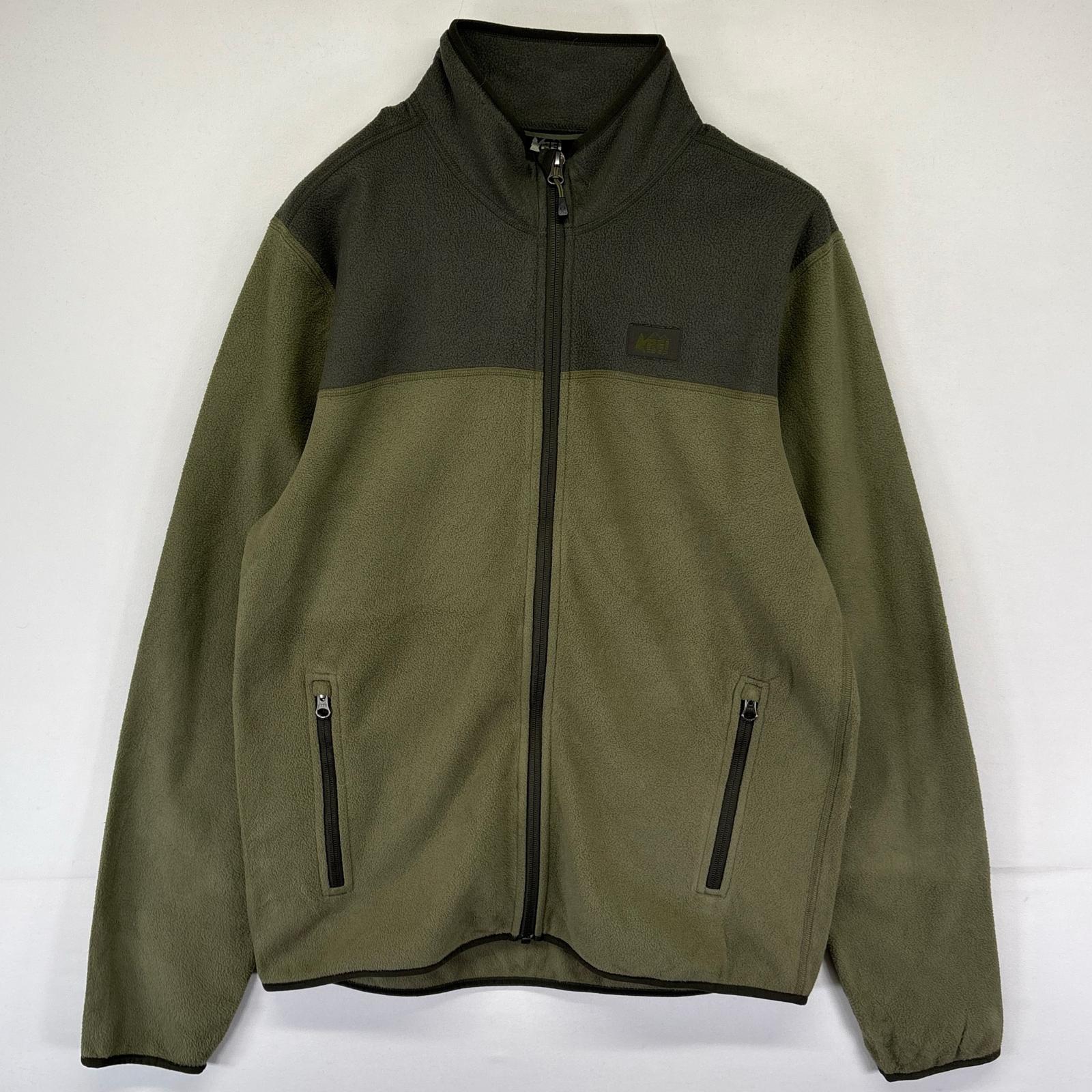 Rakuten - 古着 REI COOP フリース ジャケット フルジップ ワンポイントロゴ アウトドア M グリーン系 ツートン メンズ 【中古】
