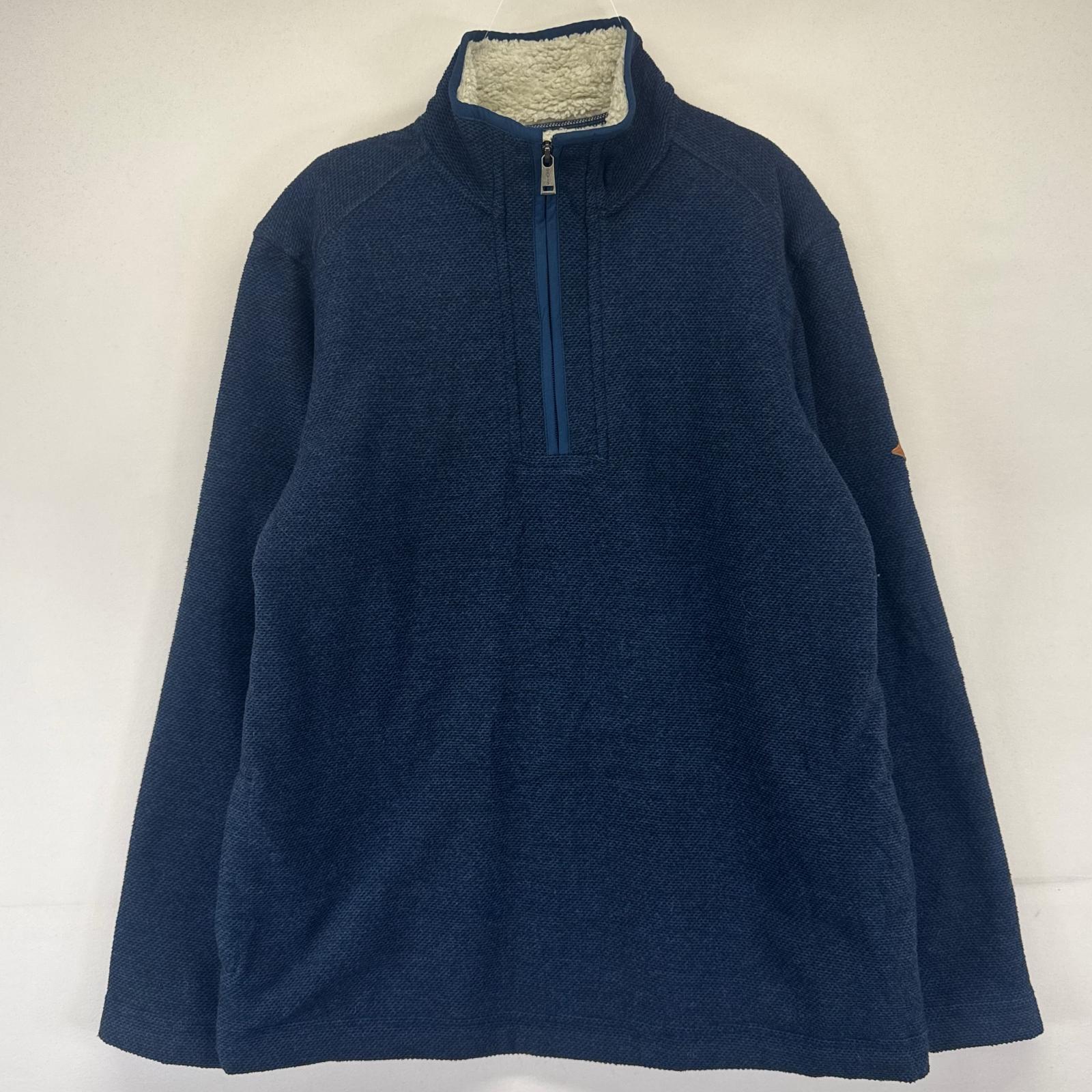 Rakuten - 古着 オービス ORVIS フリース ニット ハーフボタン トレーナー プルオーバー 神ロゴパッチ ボアライナー 厚手 S ネイビー系 メンズ 【中古】
