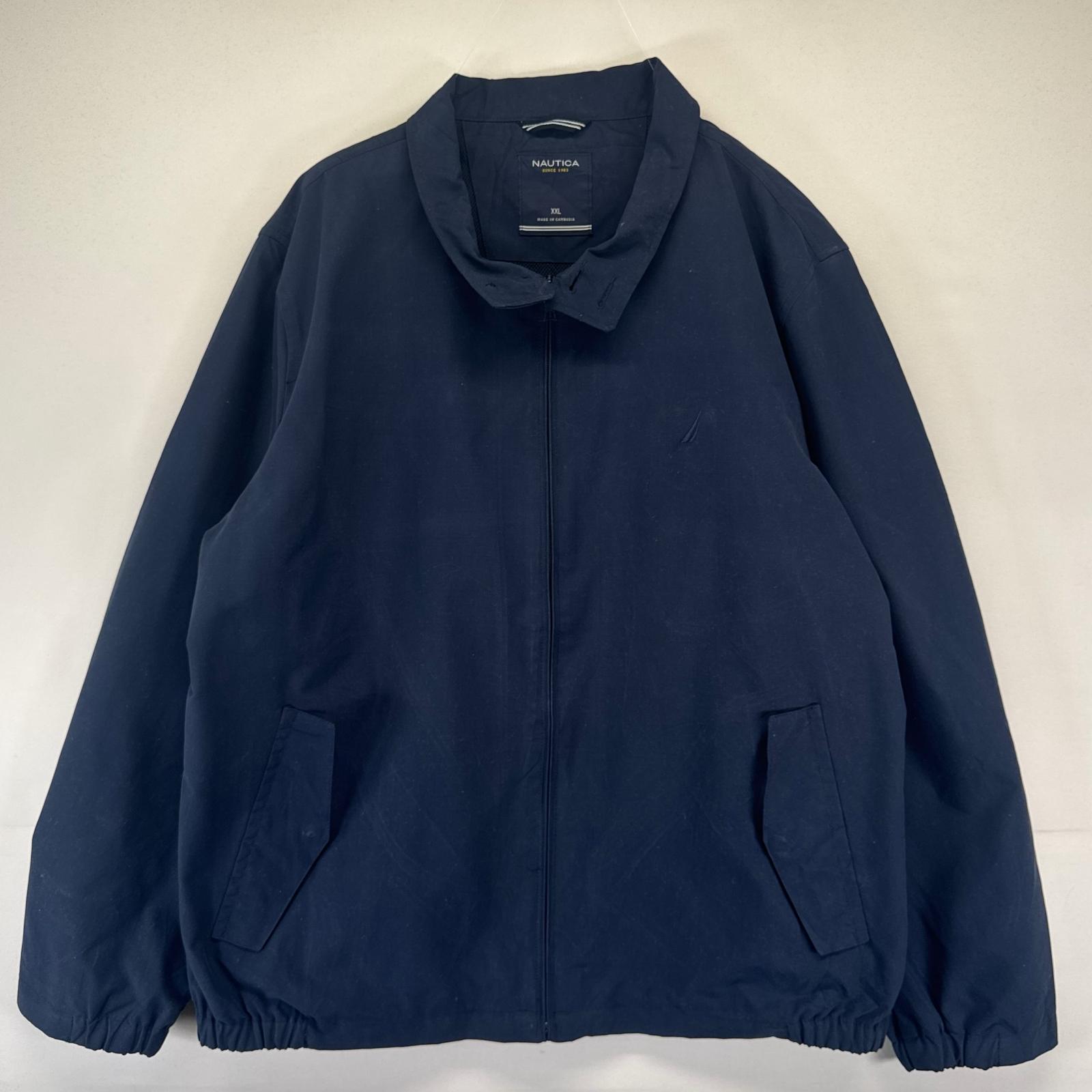 樂天商城 - 古着 ノーティカ NAUTICA ジャケット フルジップ スウィングトップ ブルゾン チェスト 裏地ナッシュ 2XL ネイビー系 メンズ 【中古】