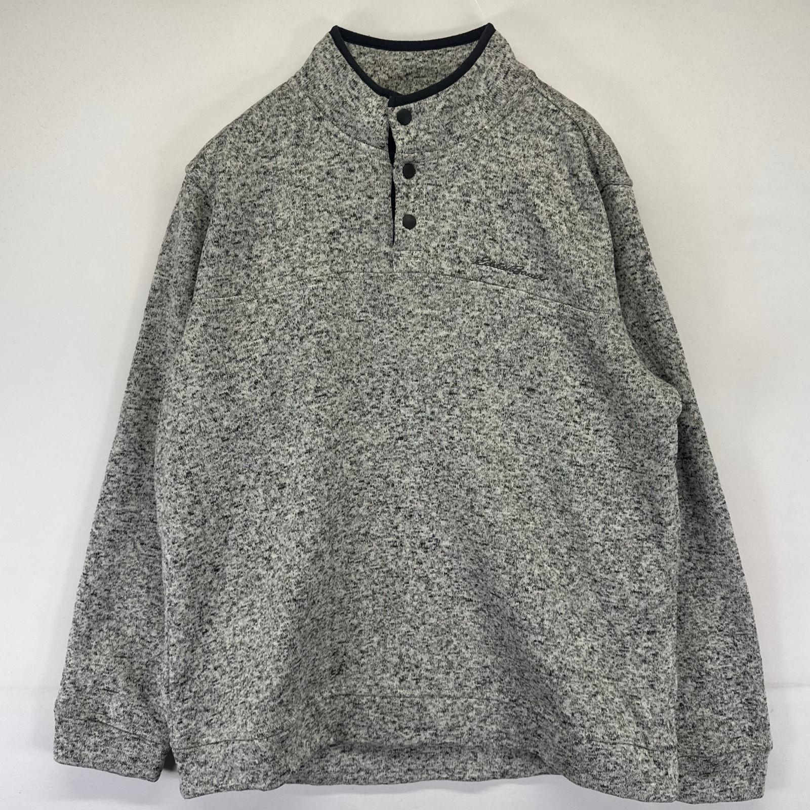 乐天商城 - 古着 エディー・バウアー Eddie Bauer ニット プルオーバー 刺繍ロゴ スナップT ベターセンタータイプ 霜降りグレー L グレー系 メンズ 【中古】