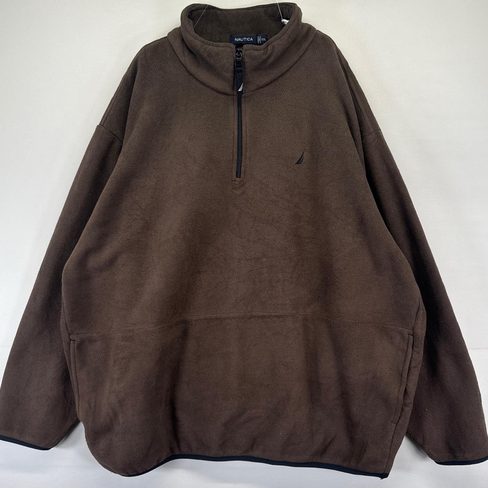 Rakuten - 古着 ノーティカ NAUTICA フリース ジャケット ハーフジップ プルオーバー 厚手 トレーナー ワンポイントロゴ 2XL ブラウン系 メンズ 【中古】