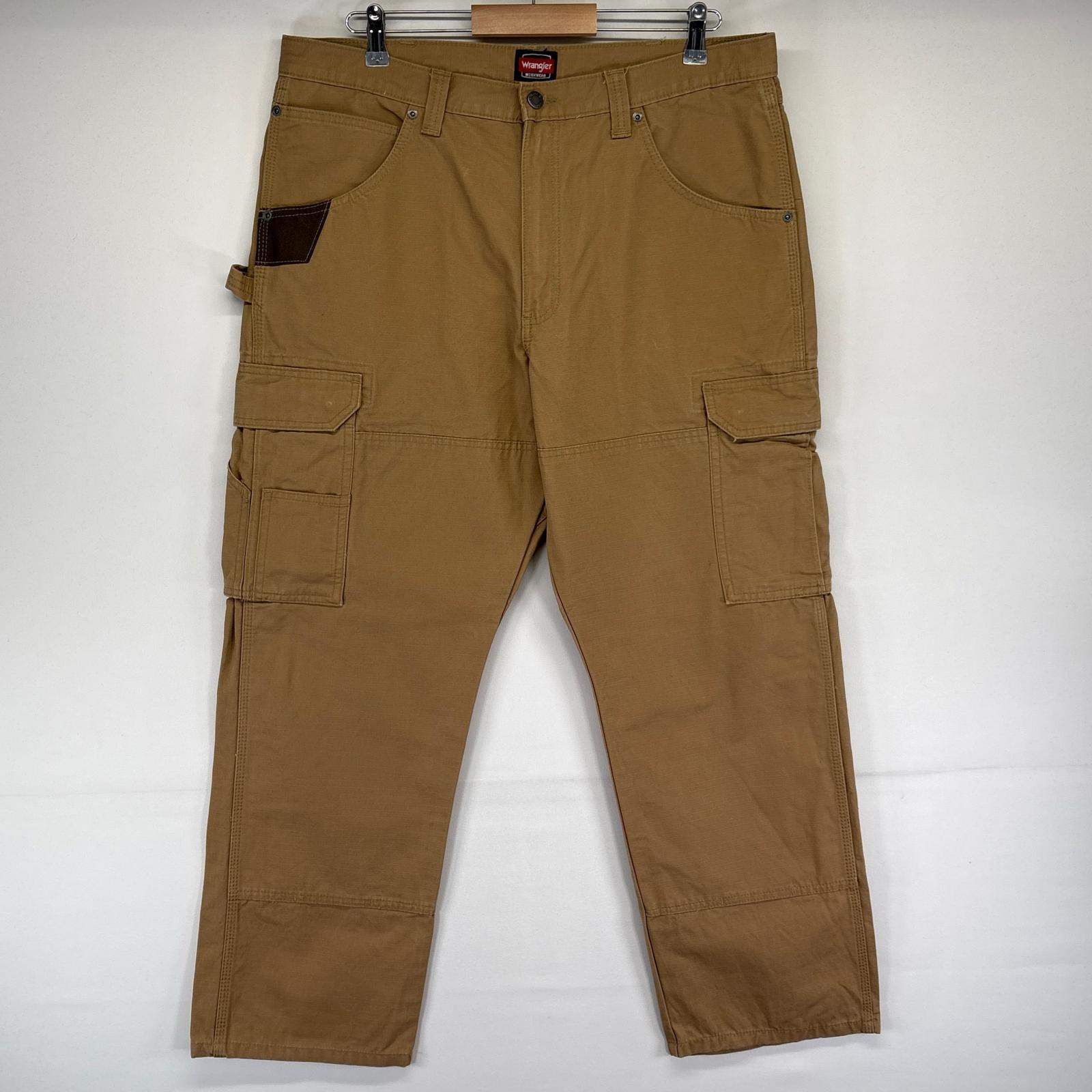 古着 ラングラー Wrangler ダック パンツ ダブルニー ペインター リップストップ 大きいサイズ w36×L30 ベージュ系 メンズ 