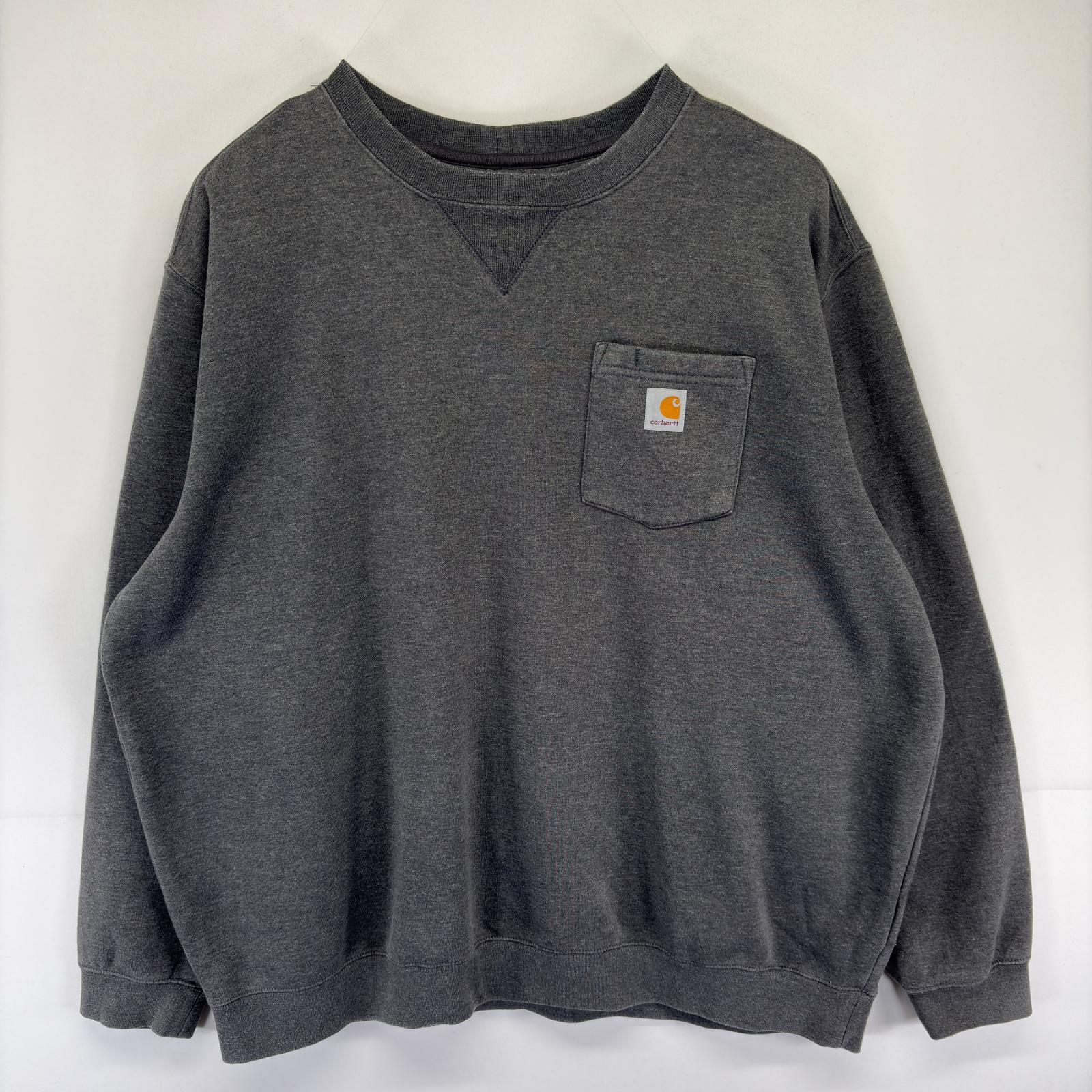 古着 カーハート Carhartt スウェット クルーネック Vガゼット 大きいサイズ ワンポイント オリジナルフィット 2XL グレー系 メンズ 【中古】