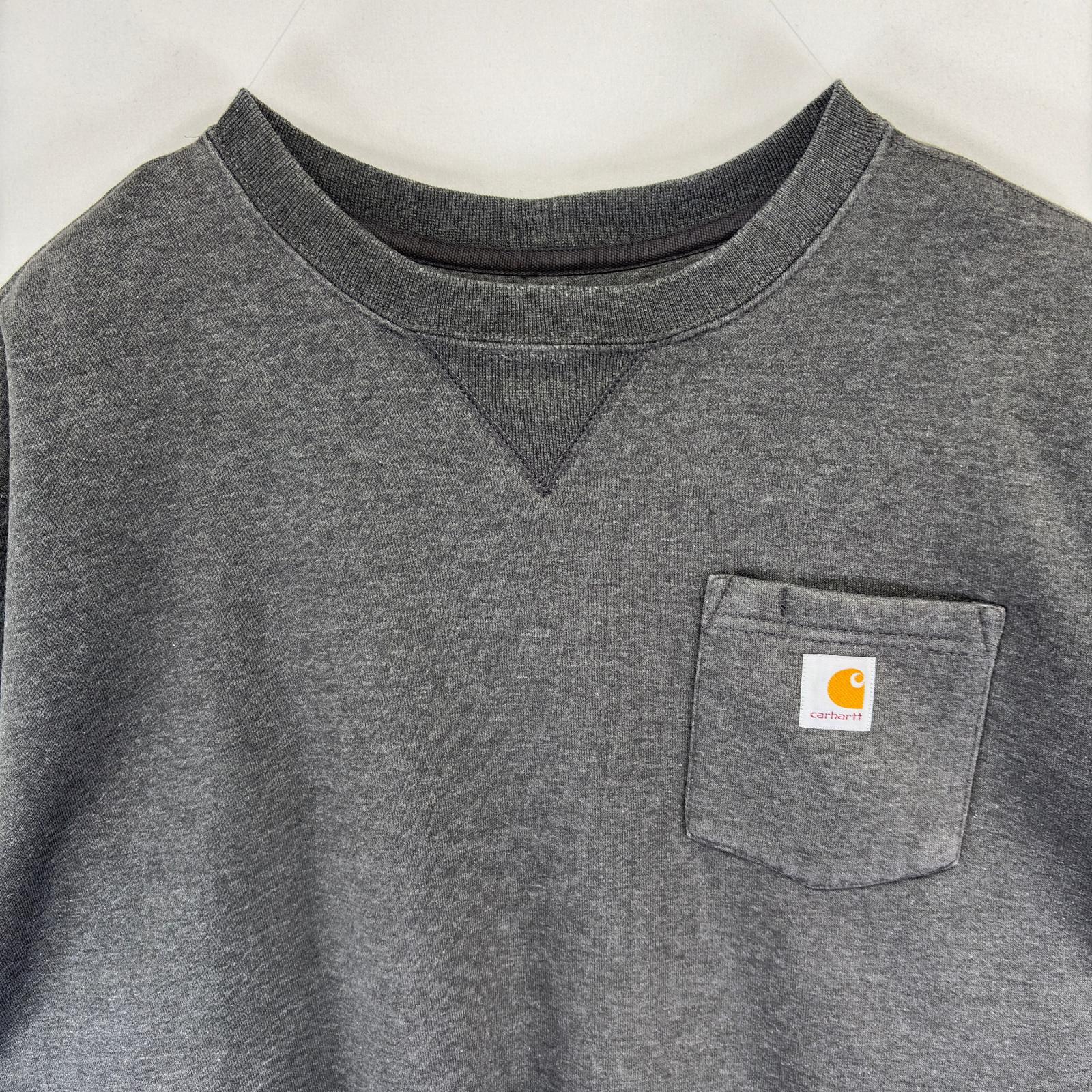 古着屋NIKKUの古着 カーハート Carhartt スウェット クルーネック Vガゼット 大きいサイズ ワンポイント オリジナルフィット 2XL グレー系 メンズ 【中古】｜アングル2