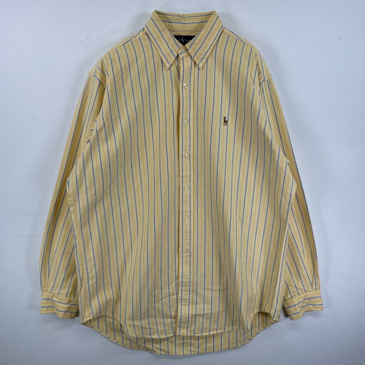 古着 ラルフローレン RALPH LAUREN 長袖シャツ ボタンダウンシャツ ワンポイント オックスフォード L イエロー ストライプ メンズ 【中古】 古着 ラルフローレン RALPH LAUREN 長袖シャツ ボタンダウンシャツ ワンポイント オックスフォード L イエロー ストライプ メンズ 【中古】