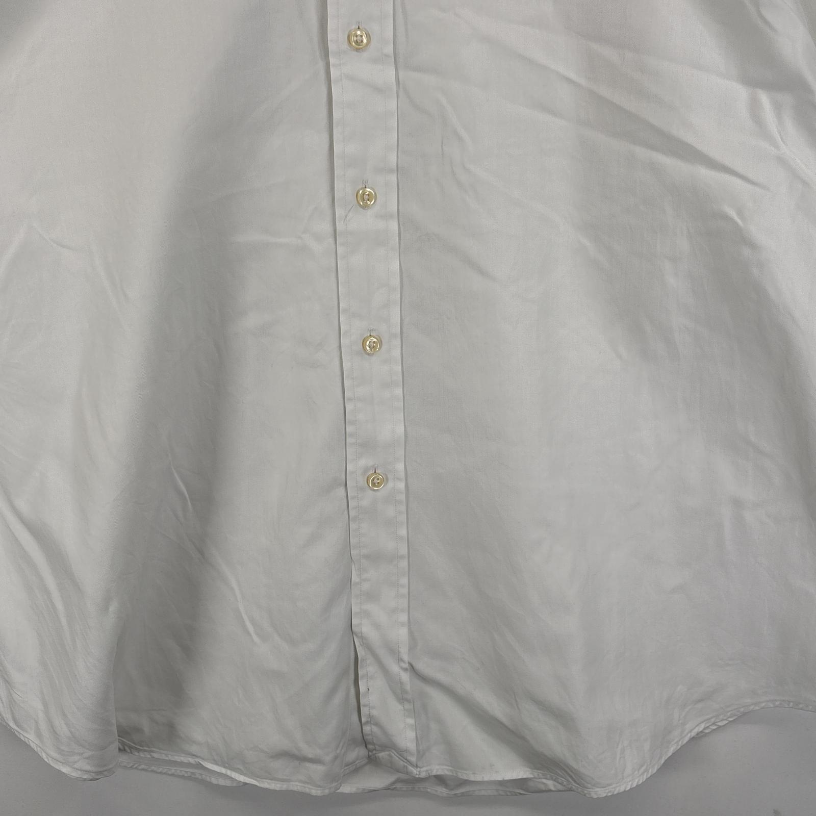 古着 ラルフローレン RALPH LAUREN 長袖シャツ ボタンダウンシャツ ワンポイント ロゴ 刺繍 大きいサイズ 18 2XL ホワイト 無地 メンズ 【中古】