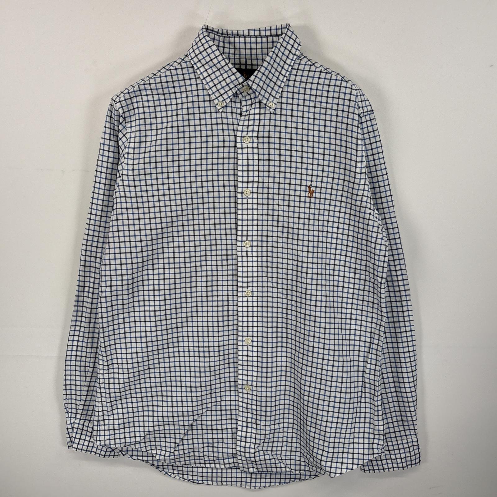 古着 ラルフローレン RALPH LAUREN 長袖シャツ ボタンダウンシャツ ワンポイント ロゴ 刺繍 M ホワイト..