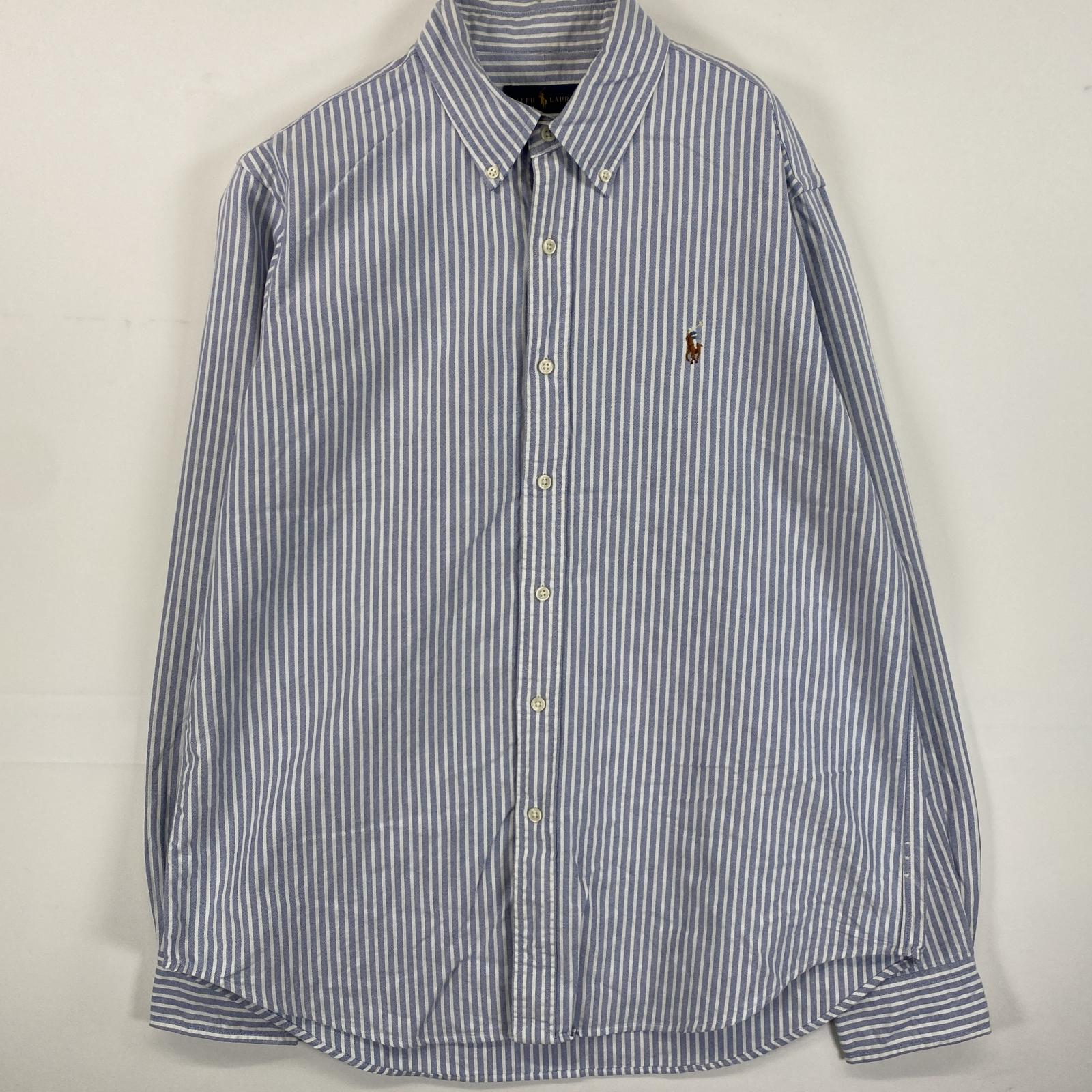 古着 ラルフローレン RALPH LAUREN 長袖シャツ ボタンダウン ワンポイントロゴ刺繍 オックスフォード L..