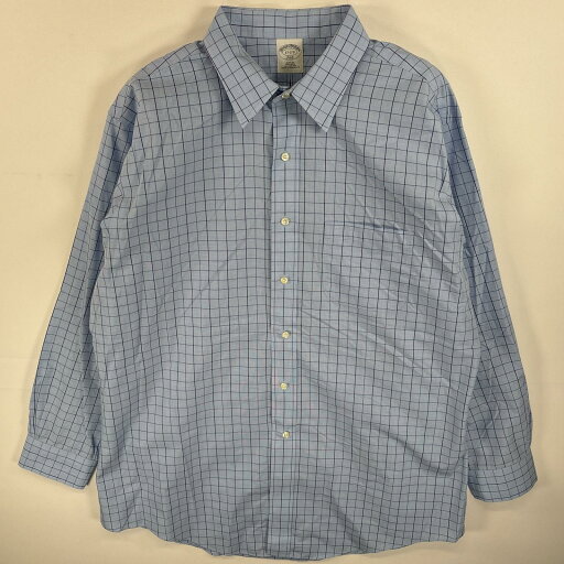 古着 ブルックスブラザーズ Brooks Brothers 長袖シャツ 胸ポケ 346 SLIM FIT XL 水色系 チェック メンズ 【中古】 古着 ブルックスブラザーズ Brooks Brothers 長袖シャツ 胸ポケ 346 SLIM FIT XL 水色系 チェック メンズ 【中古】