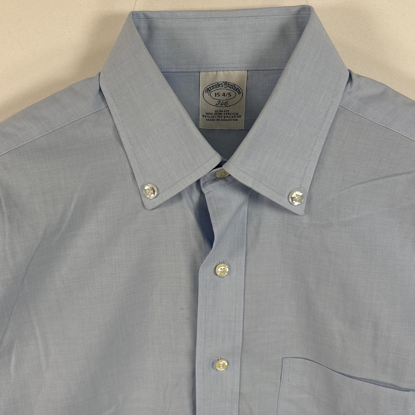 古着 ブルックスブラザーズ Brooks Brothers 長袖シャツ ボタンダウンシャツ ボタンシャツ 胸ポケ 15 4/5 S-M サックスブルー 無地 メンズ 【中古】