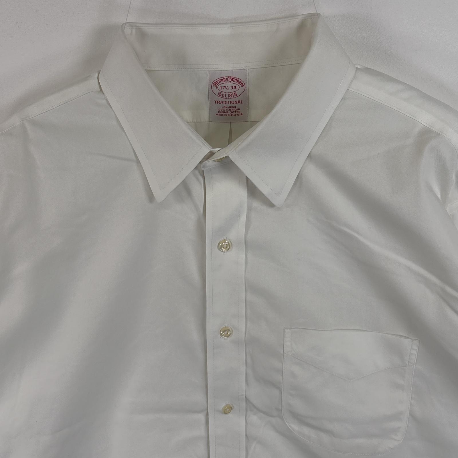 古着 ブルックスブラザーズ Brooks Brothers 長袖シャツ 胸ポケ 大きいサイズ TRADITIONAL 17 1/2-34 XL ホワイト 無地 メンズ 【中古】