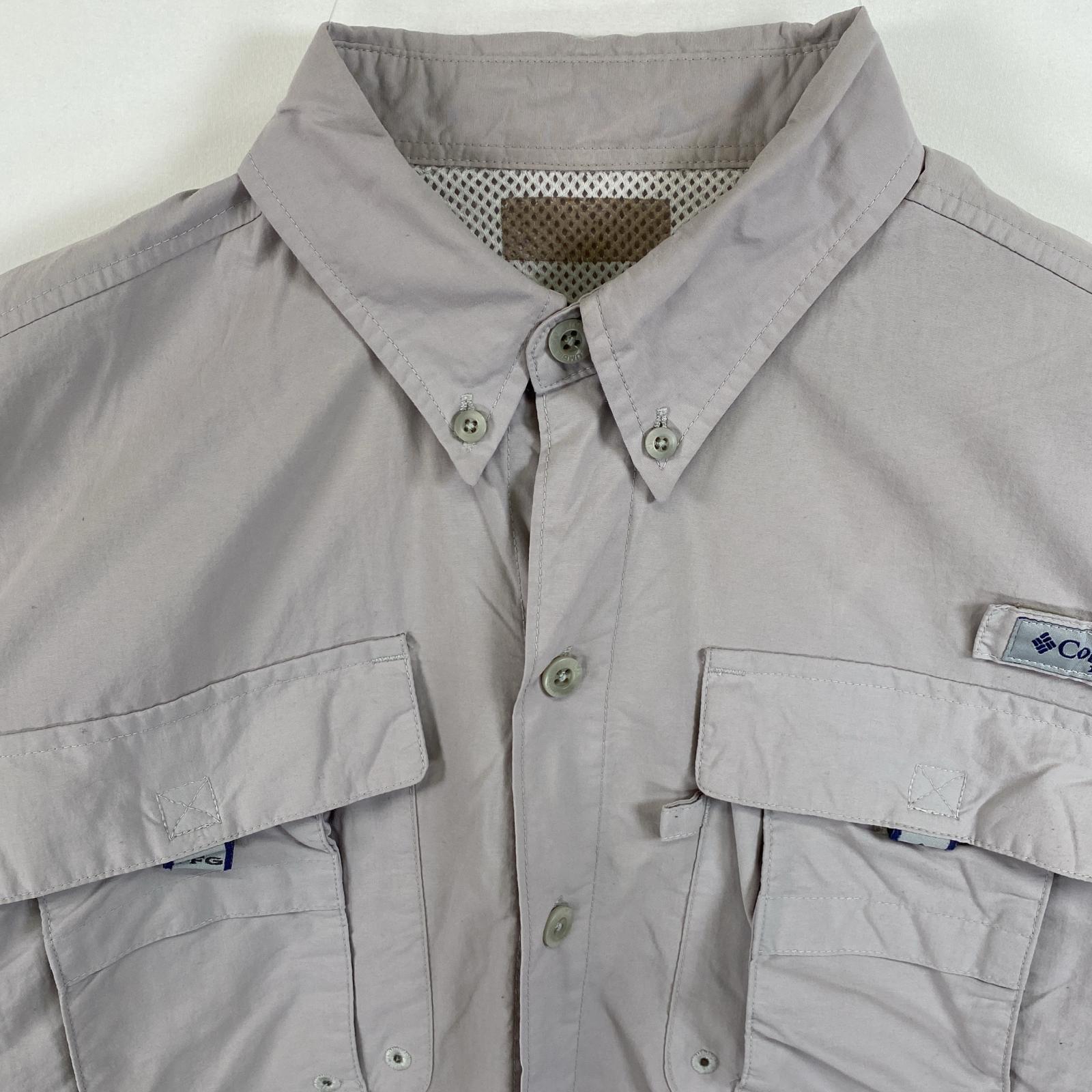 古着 コロンビア Columbia 半袖シャツ PFG フィッシング ワンポイントロゴ ベージュ系 無地 メンズ 【中古】