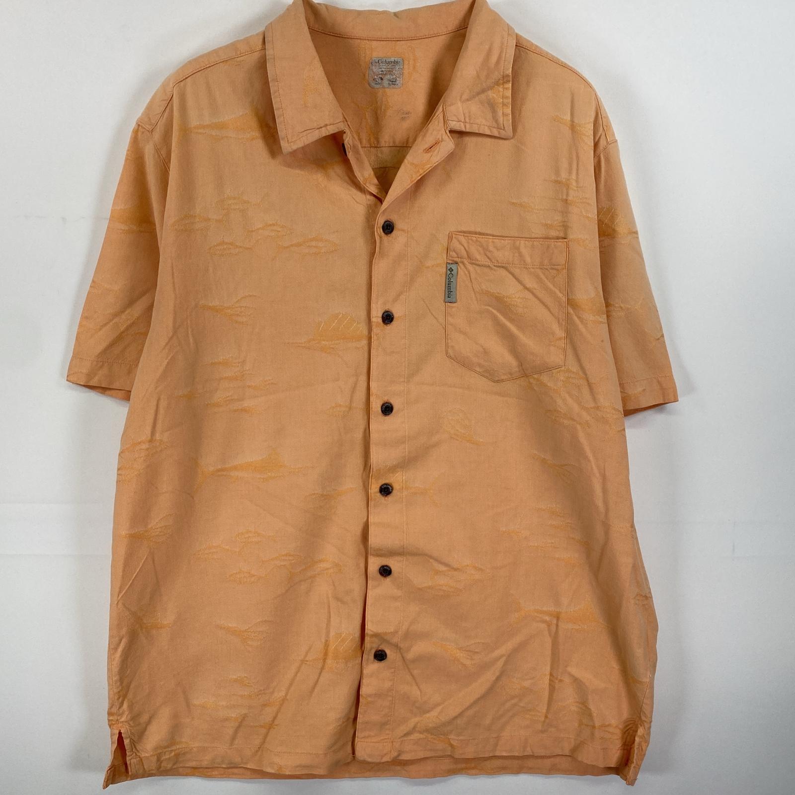 古着 コロンビア Columbia 半袖シャツ PFG フィッシングシャツ 胸ポケット オレンジ 無地 メンズ 【中古】