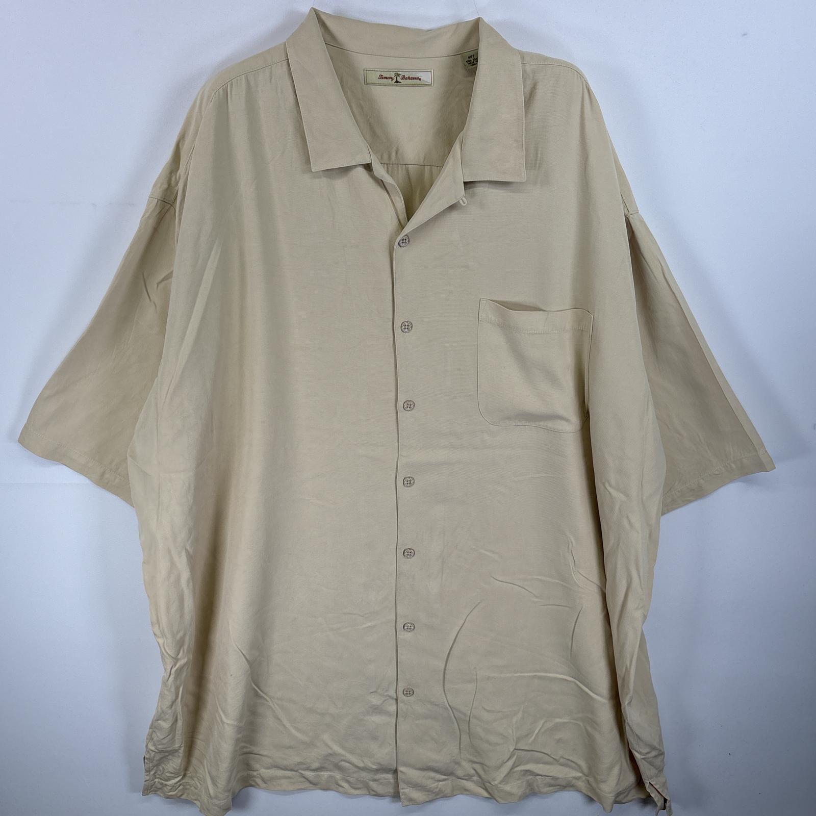 古着 トミーバハマ TOMMY BAHAMA 半袖シャツ シルクシャツ アロハシャツ 大きいサイズ 4XT ベージュ系 無地 メンズ 【中古】