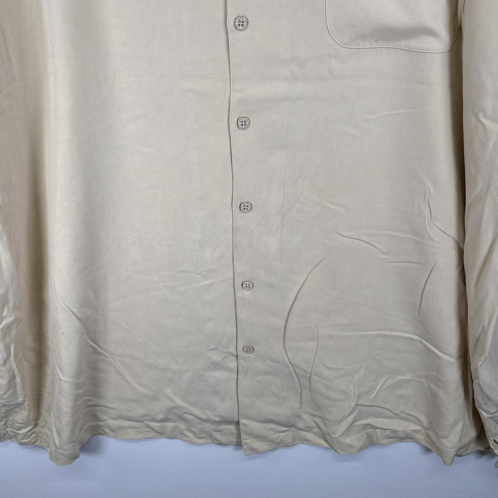 古着 トミーバハマ TOMMY BAHAMA 半袖シャツ シルクシャツ アロハシャツ 大きいサイズ 4XT ベージュ系 無地 メンズ 【中古】