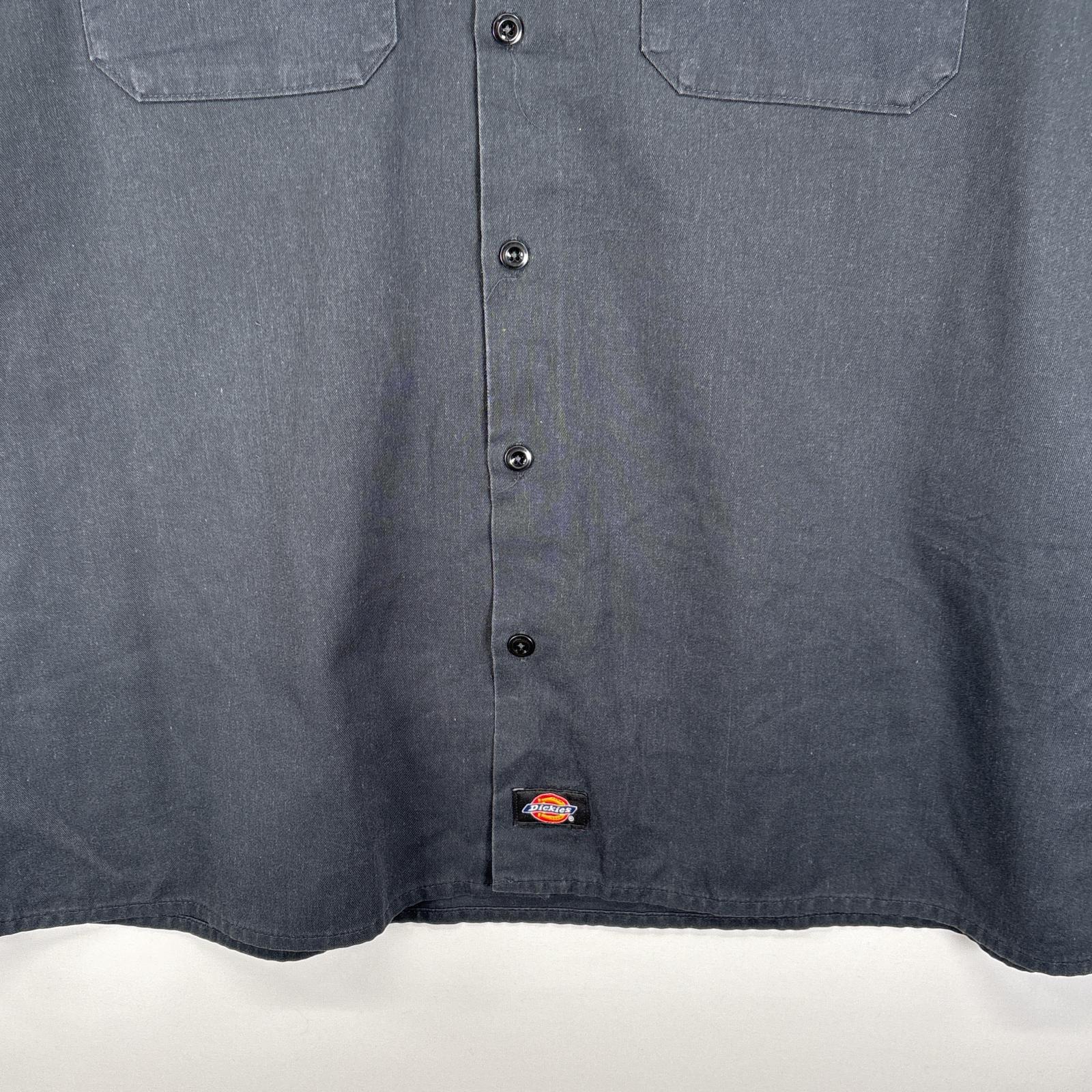 古着 ディッキーズ Dickies 半袖シャツ フラップポケ ワークシャツ ワンポイント ロゴ 2XL ブラック 無地 メンズ 【中古】