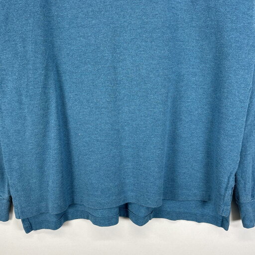 古着 ポロ・ラルフローレン POLO RALPH LAUREN 長袖 ポロシャツ ワンポイント ロゴ 刺繍 混色生地 2ボタン L ブルー系 無地 メンズ 【中古】