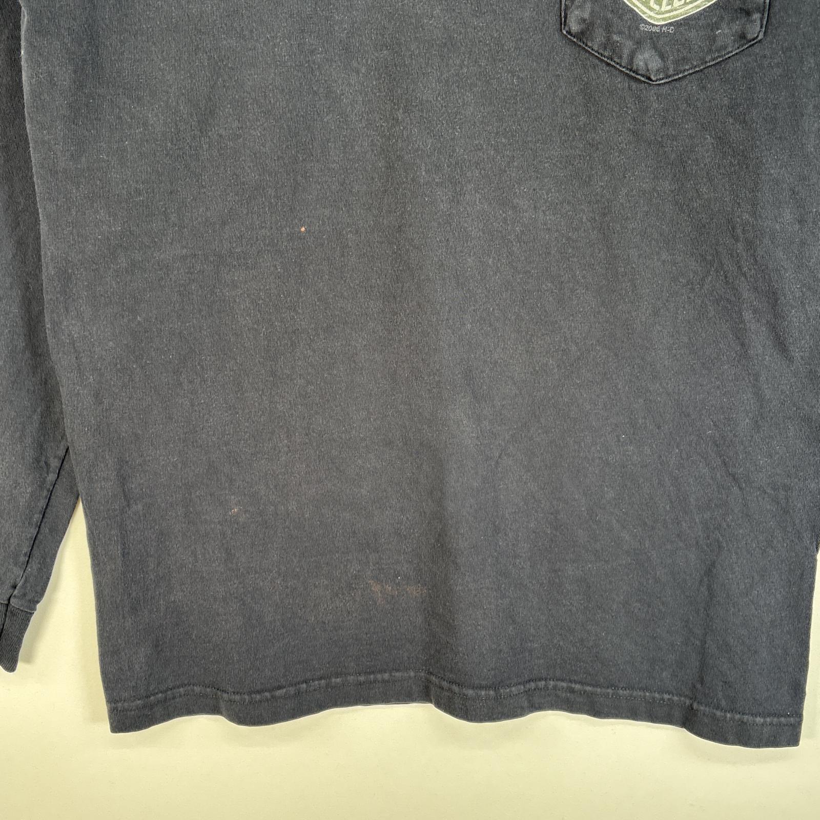 古着 ハーレーダビッドソン HARLEY DAVIDSON 長袖Tシャツ 両面 ラバープリント USA製 胸ポケ medium ブラック系 無地 メンズ 【中古】