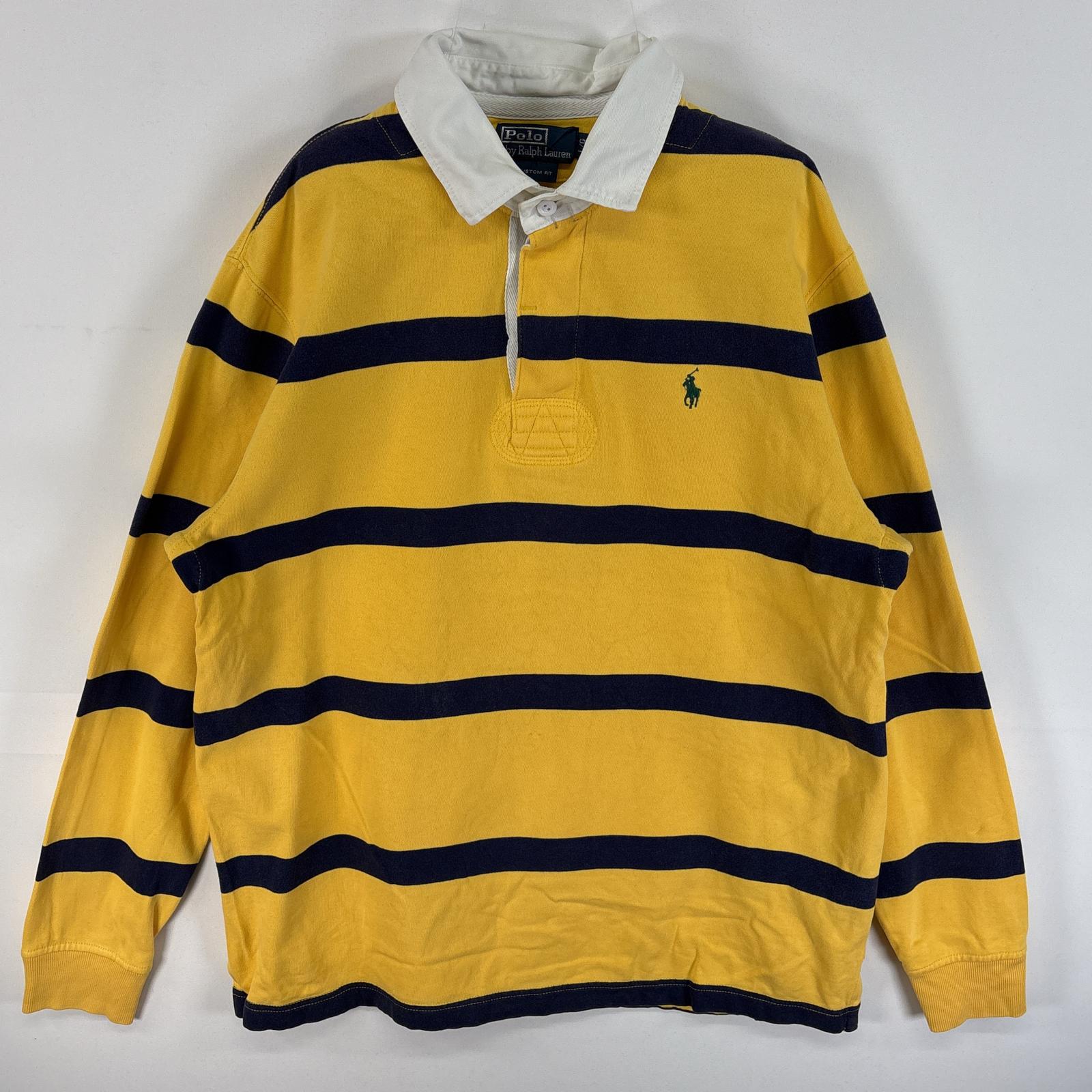 古着 90's/90年代 ポロバイラルフローレン Polo by Ralph Lauren 長袖 ラガーシャツ ワンポイント ロゴ 刺繍 CUSTOM FIT ラバーボタン ..