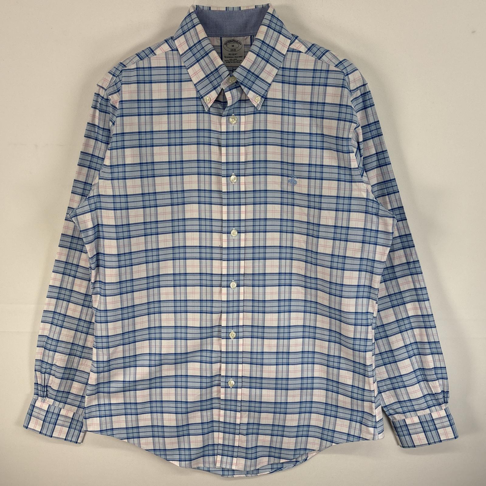 古着 ブルックスブラザーズ Brooks Brothers 長袖シャツ チェック ワンポイント ロゴ 刺繍 ボタンダウンシャツ M ブルー系 マルチカラー メンズ 【中古】