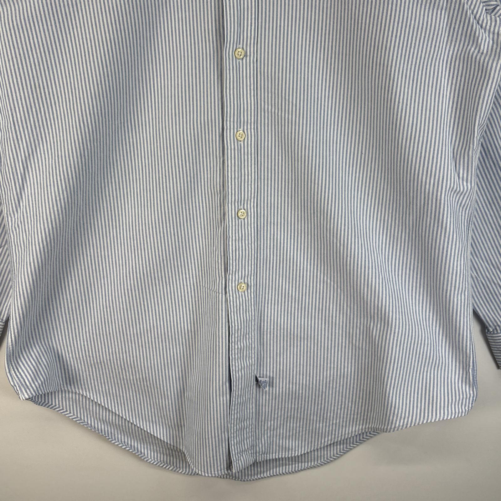 古着 ラルフローレン RALPH LAUREN 長袖シャツ ロゴ 刺繍 ボタンダウンシャツ YARMOUTH 15-32 S-M 水色系 ストライプ メンズ 【中古】