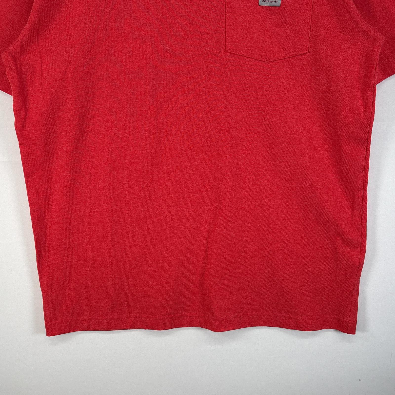 古着 カーハート Carhartt 半袖Tシャツ ワンポイント ロゴ 胸ポケ クルーネック M レッド 無地 メンズ 【中古】