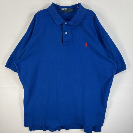 古着 90's/90年代 ポロバイラルフローレン Polo by Ralph Lauren 半袖 ポロシャツ ロゴ 刺繍 大きいサイズ 2ボタン XL ブルー 無地 メンズ 【中古】 古着 90's/90年代 ポロバイラルフローレン Polo by Ralph Lauren 半袖 ポロシャツ ロゴ 刺繍 大きいサイズ 2ボタン XL ブルー 無地 メンズ 【中古】