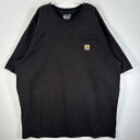 古着 カーハート Carhartt 半袖Tシャツ ワンポイント ロゴ 大きいサイズ 肉厚 3XL TALL ブラック 無地 メンズ 【中古】