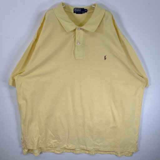 古着 90's/90年代 ポロバイラルフローレン Polo by Ralph Lauren 半袖 ポロシャツ ロゴ 刺繍 大きいサイズ 2ボタン 3XL BIG イエロー 無地 メンズ 【中古】 古着 90's/90年代 ポロバイラルフローレン Polo by Ralph Lauren 半袖 ポロシャツ ロゴ 刺繍 大きいサイズ 2ボタン 3XL BIG イエロー 無地 メンズ 【中古】