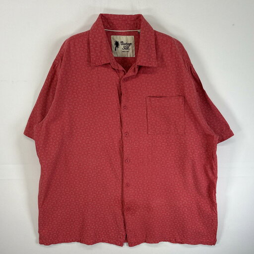 古着 ビンテージシルク 半袖シャツ シルク 柄シャツ オープンカラー XXL ピンク 総柄 メンズ 【中古】 古着 ビンテージシルク 半袖シャツ シルク 柄シャツ オープンカラー XXL ピンク 総柄 メンズ 【中古】