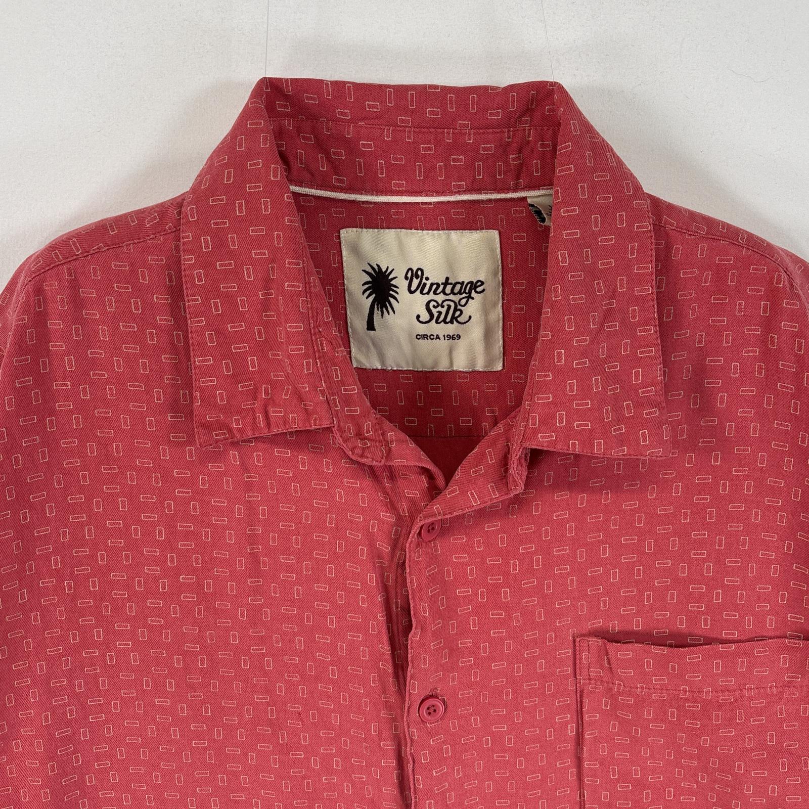 古着 ビンテージシルク 半袖シャツ シルク 柄シャツ オープンカラー XXL ピンク 総柄 メンズ 【中古】