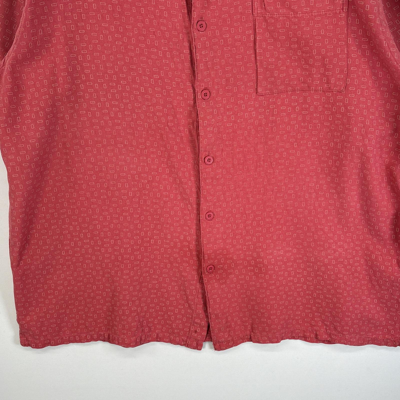 古着 ビンテージシルク 半袖シャツ シルク 柄シャツ オープンカラー XXL ピンク 総柄 メンズ 【中古】