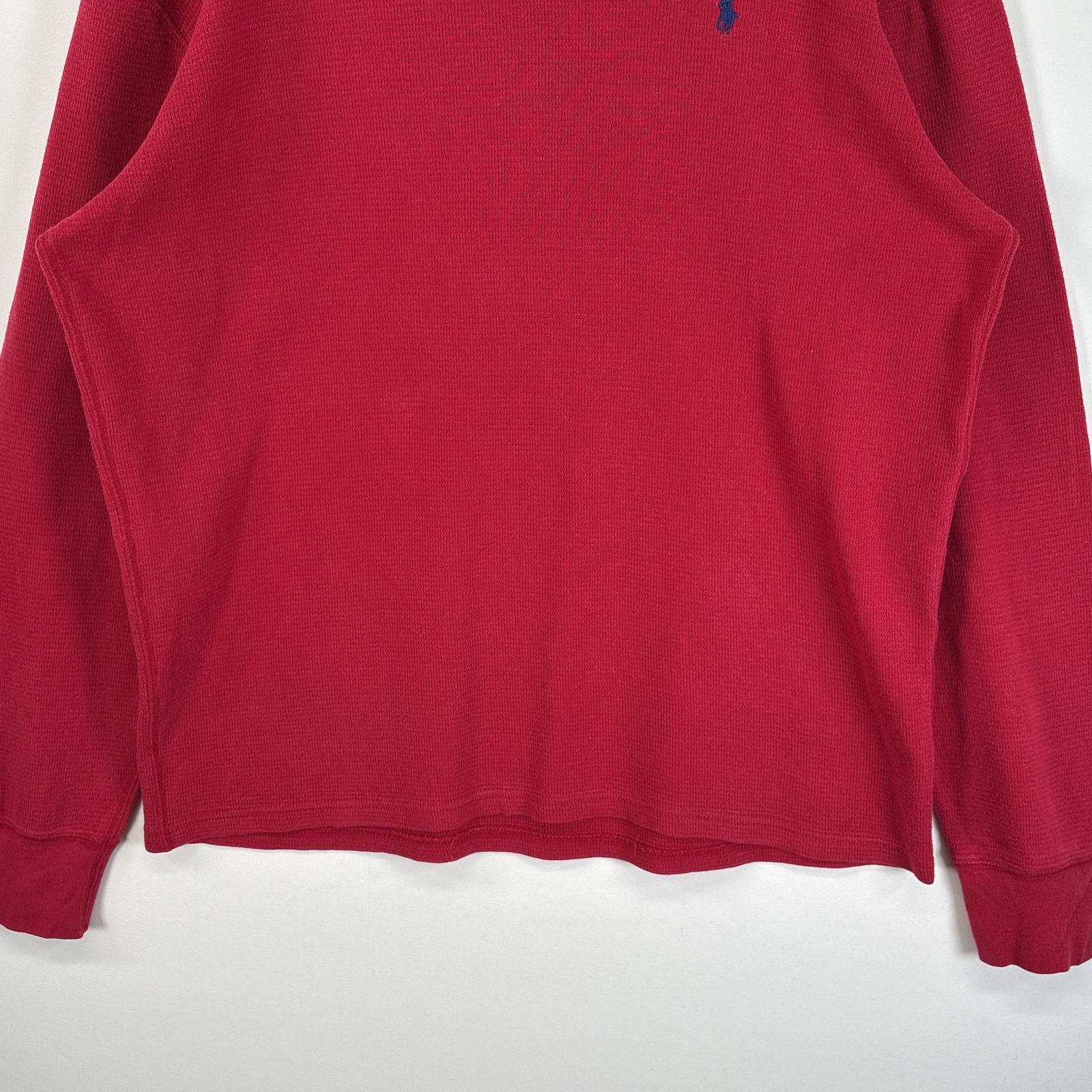 古着 ポロ・ラルフローレン POLO RALPH LAUREN 長袖Tシャツ ロゴ 刺繍 サーマル ワッフル L レッド 無地 メンズ 【中古】