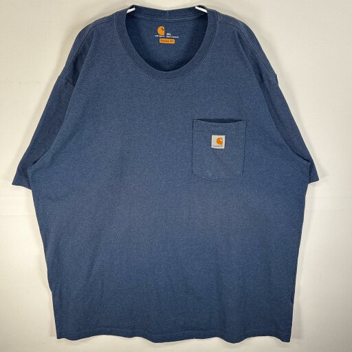 古着 カーハート Carhartt 半袖Tシャツ ワンポイント ロゴ 大きいサイズ 胸ポケ 2XL ブルー系 無地 メンズ 【中古】 古着 カーハート Carhartt 半袖Tシャツ ワンポイント ロゴ 大きいサイズ 胸ポケ 2XL ブルー系 無地 メンズ 【中古】