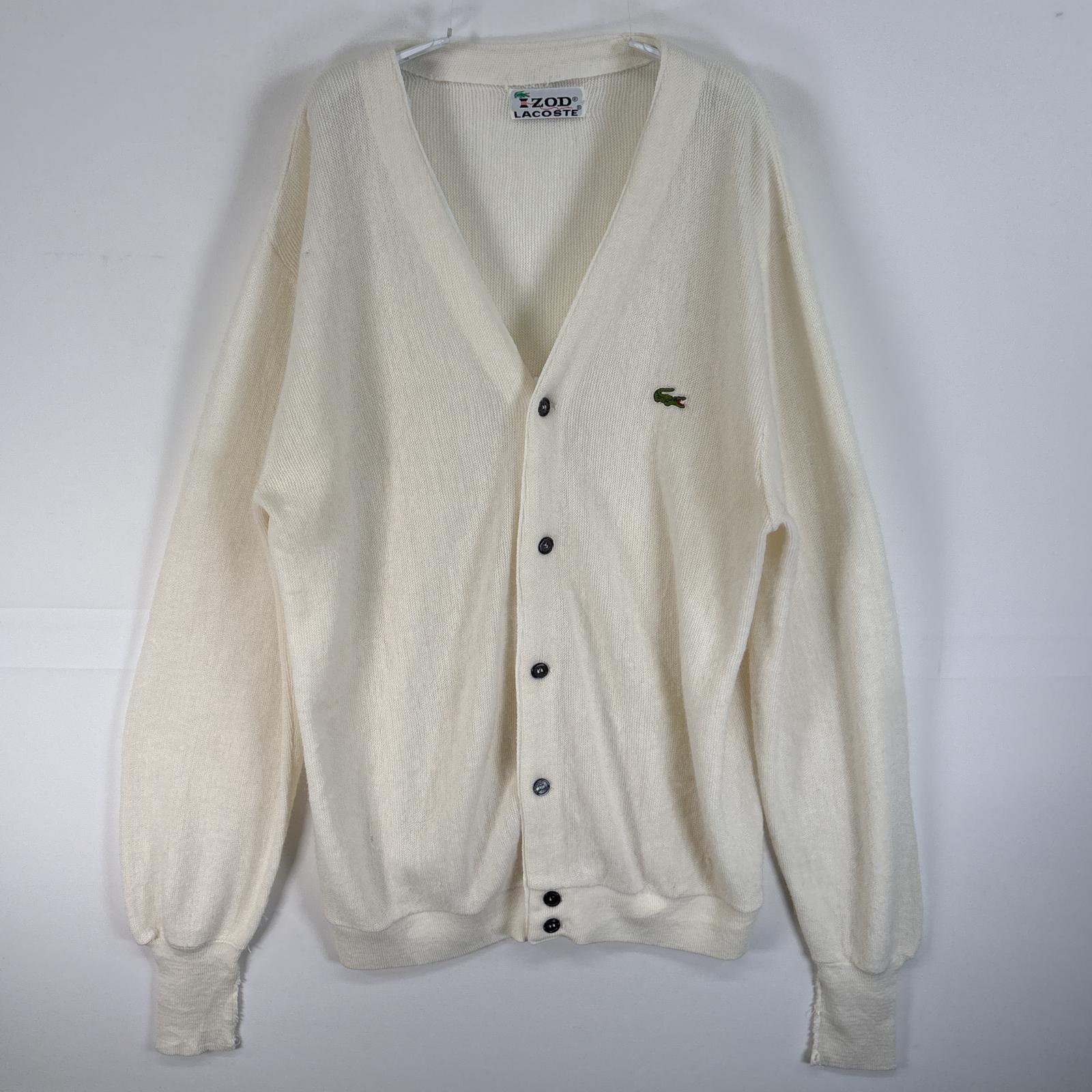 古着 70's/70年代 アイゾッド・ラコステ IZOD LACOSTE 鹿の子 長袖 セーター カーディガン ワンポイン..