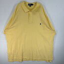 古着 90's/90年代 ポロバイラルフローレン Polo by Ralph Lauren 鹿の子 半袖 ポロシャツ ロゴ 刺繍 2ボタン 大きいサイズ 3XB BIG イエロー 無地 メンズ 【中古】(4)