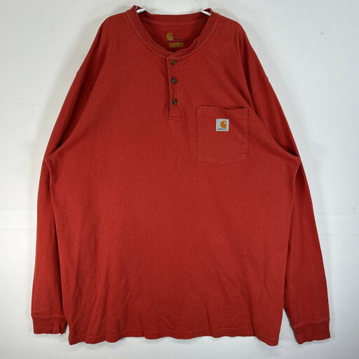 古着 カーハート Carhartt 長袖Tシャツ ヘンリーネック ワンポイント ロゴ 大きいサイズ XL TALL オレンジ 無地 メンズ 【中古】 古着 カーハート Carhartt 長袖Tシャツ ヘンリーネック ワンポイント ロゴ 大きいサイズ XL TALL オレンジ 無地 メンズ 【中古】