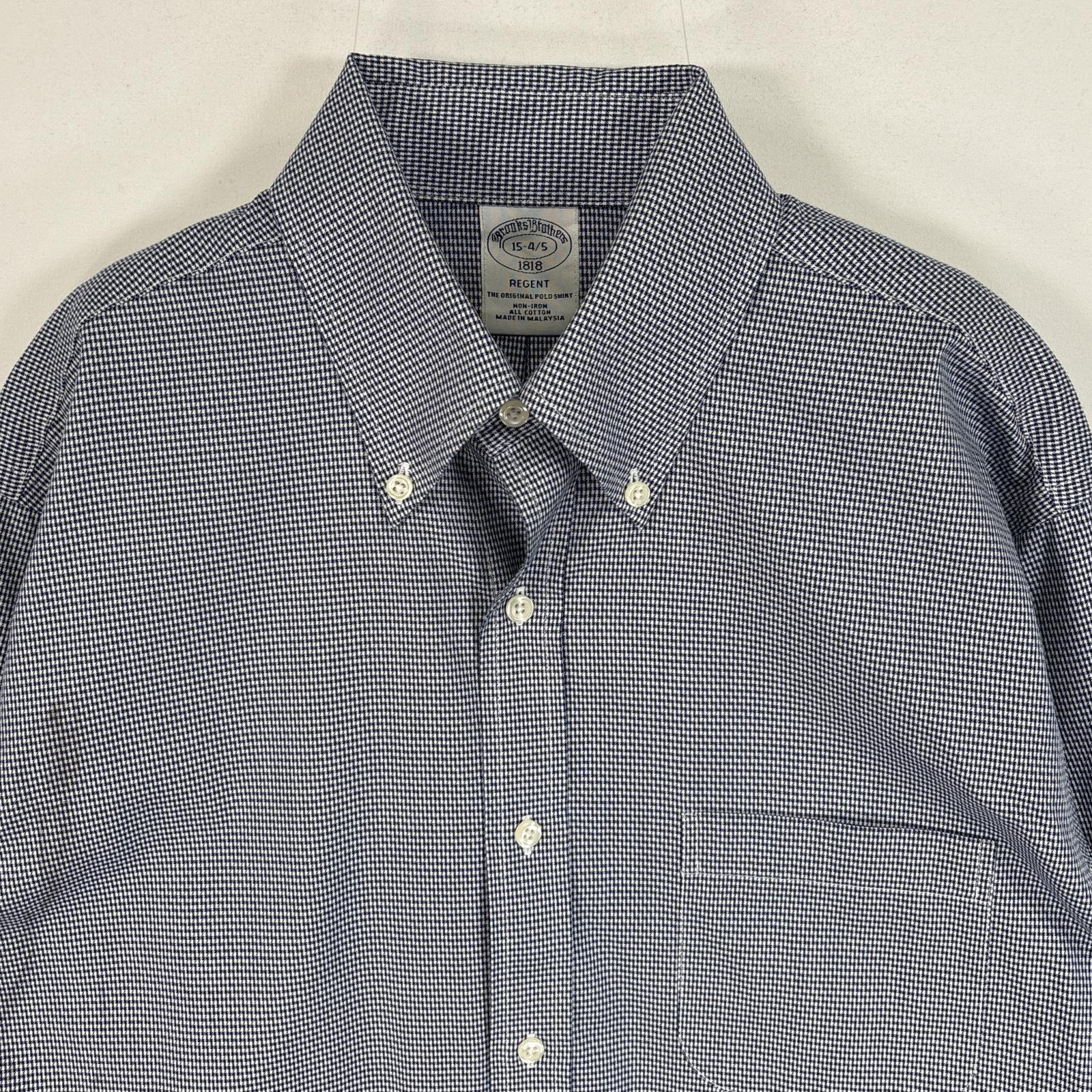 古着 ブルックスブラザーズ Brooks Brothers 長袖シャツ 千鳥柄 胸ポケ ボタンダウン 15-4/5 S-M ネイビー チェック メンズ 【中古】