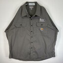 古着 カーハート Carhartt 半袖シャツ ワーク 作業着 リップストップ 大きいサイズ ワンポイント ロゴ 3XL グレー 無地 メンズ 【中古】(4)
