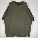 古着 ティンバーランド Timberland 半袖Tシャツ リブ編み 大きいサイズ 厚手 ロゴ 刺繍 XL カーキ 無地 メンズ 【中古】