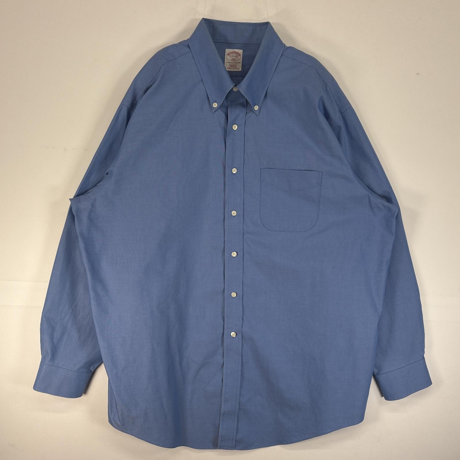古着 ブルックスブラザーズ Brooks Brothers 長袖シャツ ボタンダウン 胸ポケ 346 大きいサイズ 17 1/2-4/5 XL-2XL ブルー 無地 メンズ 【中古】(4)