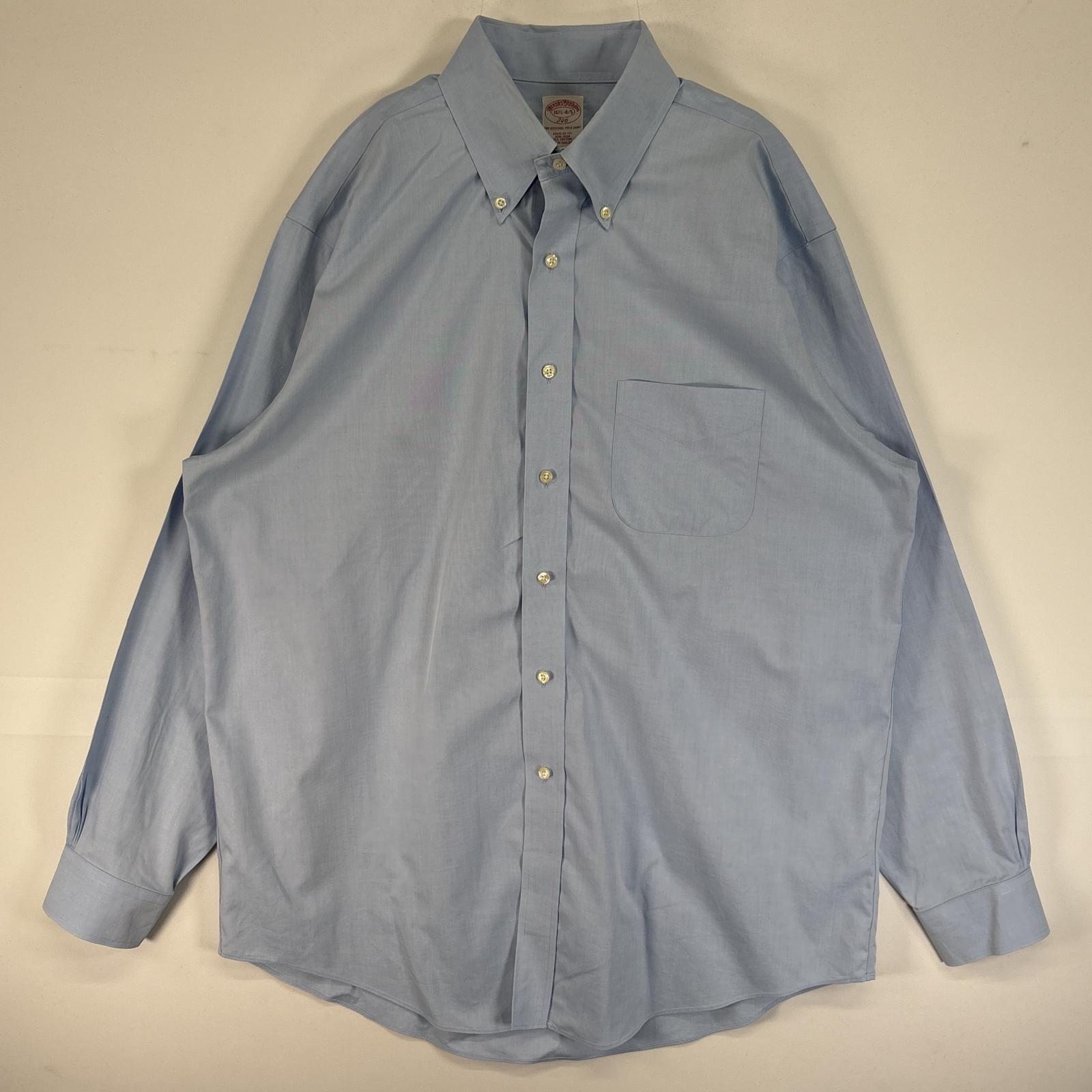 乐天商城 - 古着 ブルックスブラザーズ Brooks Brothers 長袖シャツ 大きいサイズ ボタンダウン オックスフォード 胸ポケ 346 16 1/2-4/5 L-XL 水色 無地 メンズ 【中古】