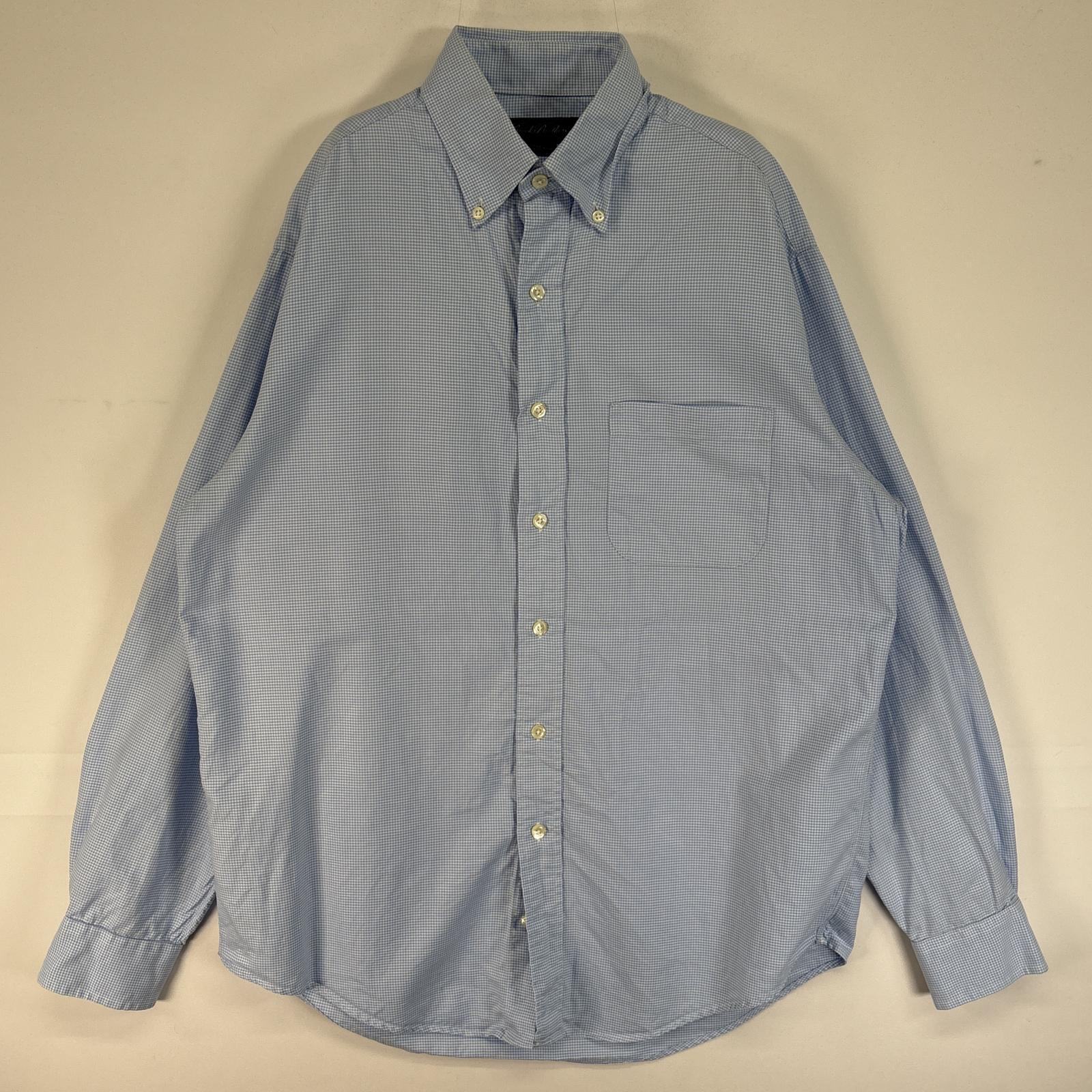 古着 ブルックスブラザーズ Brooks Brothers 長袖シャツ 千鳥格子 MAKERS USA製 ボタンダウン M 水色 チェック メンズ 【中古】