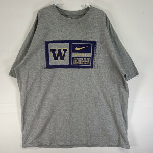古着 ナイキ NIKE 半袖Tシャツ カレッジ ワシントン大学 ワシントン・ハスキーズ ラバープリント 大きいサイズ XL グレー メンズ 【中古】